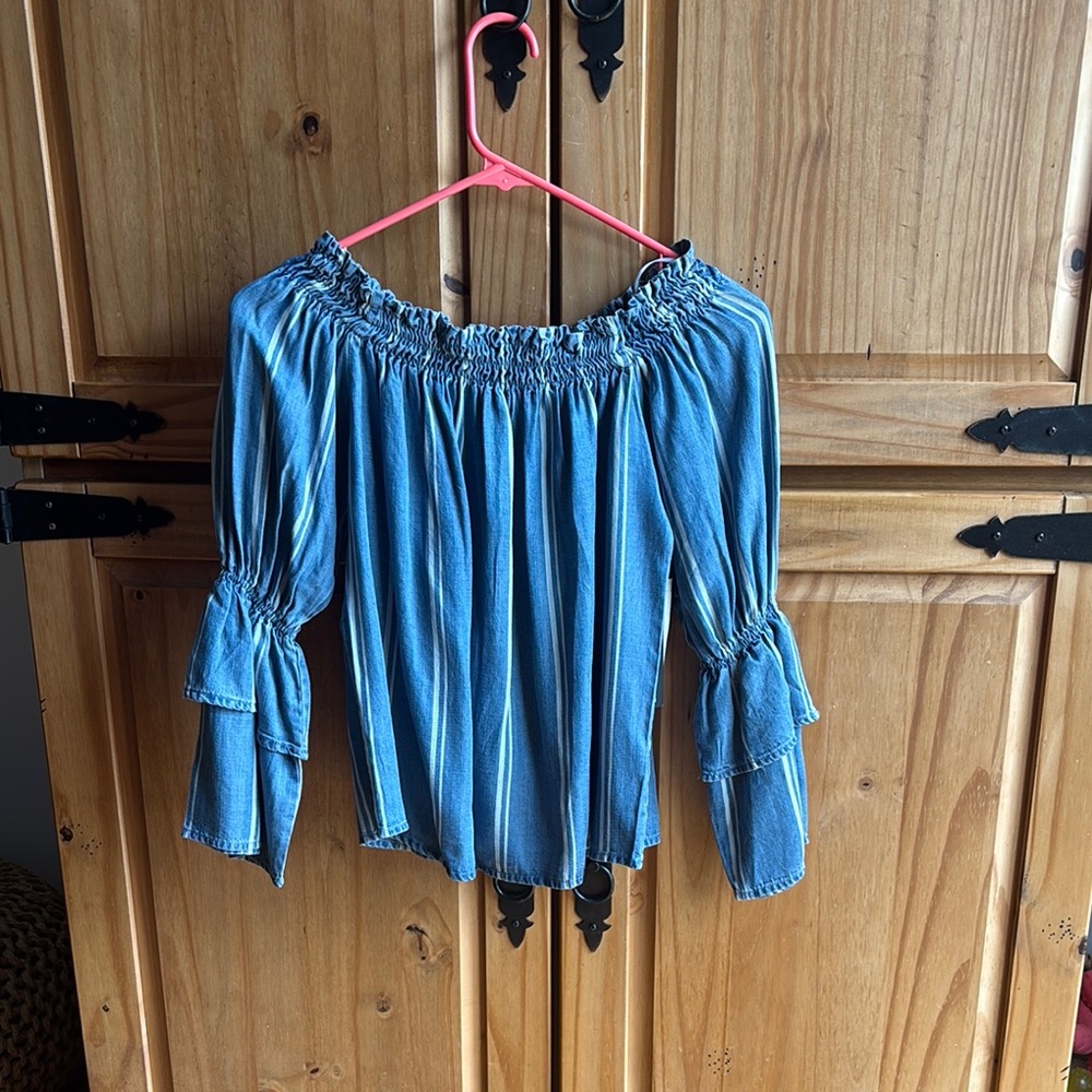 Blue Off-Shoulder Women's Top